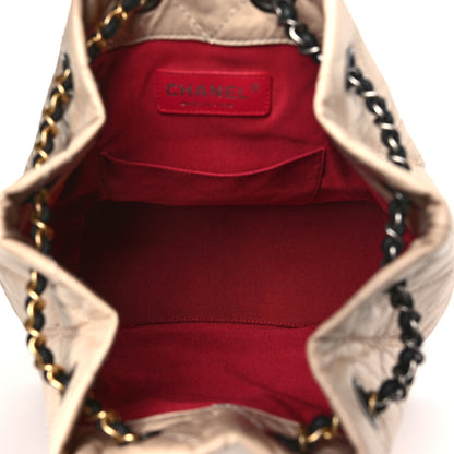 Chanel Aged Calfskin Quilted Small Gabrielle Backpack Beige Black 5 of 12