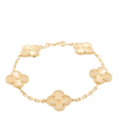 Van Cleef & Arpels 18K Yellow Gold 5 Motifs Guilloche Vintage Alhambra Bracelet 1 of 5