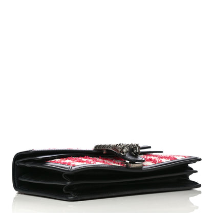 Gucci Tweed Check Small Dionysus Shoulder Bag Black Red 3 of 8