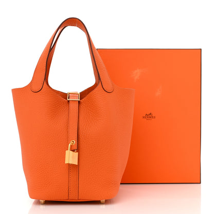Hermes Taurillon Clemence Picotin Lock 18 PM Orange 11 of 11