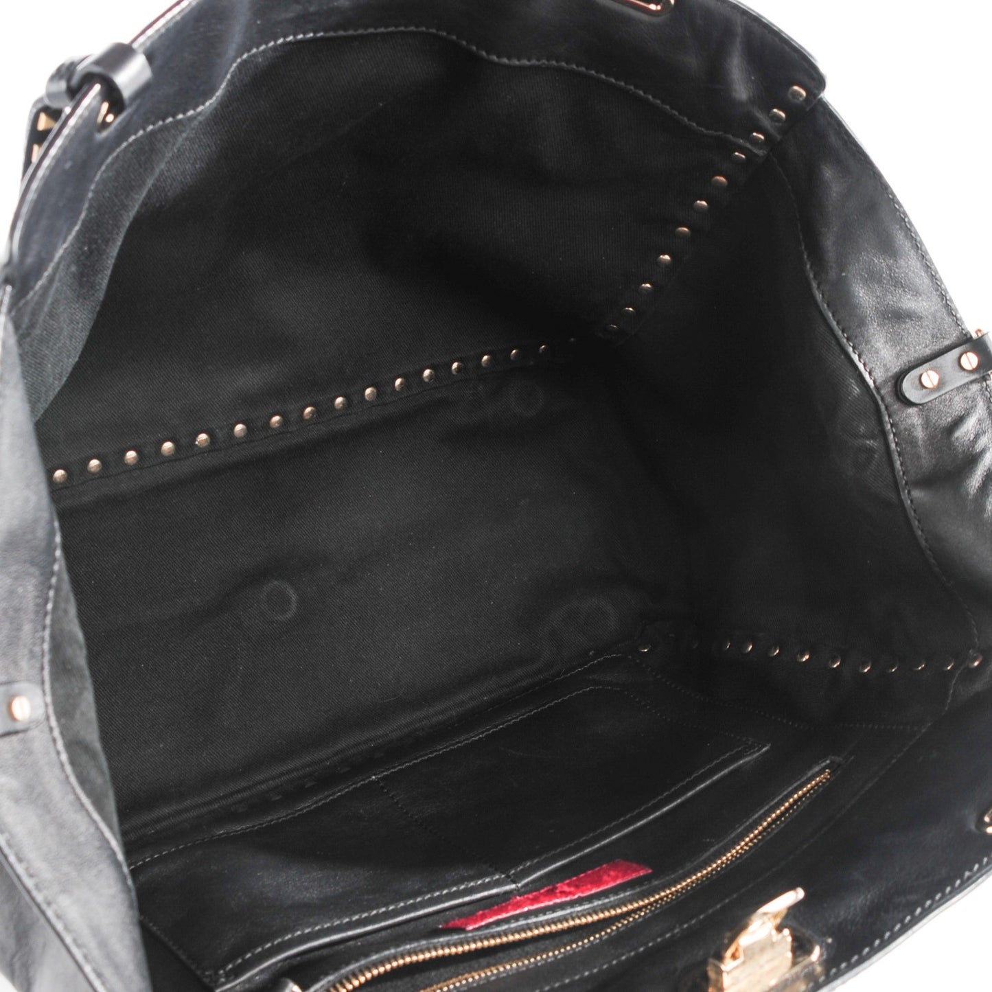 Vitello Medium Rockstud Tote Black