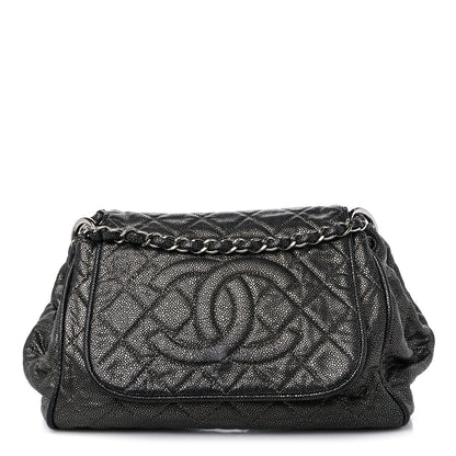 Chanel Metallic Caviar Quilted Timeless Accordion Flap Dark Silver 1 of 14