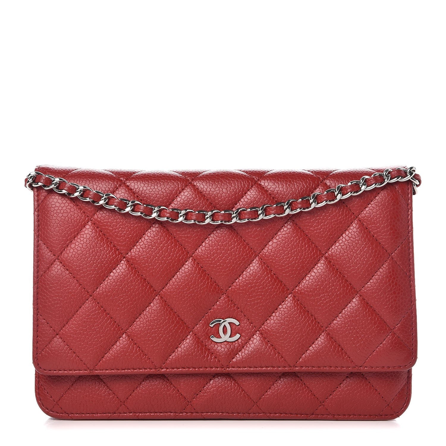 Chanel Caviar Quilted Wallet on Chain WOC Red 1 of 9