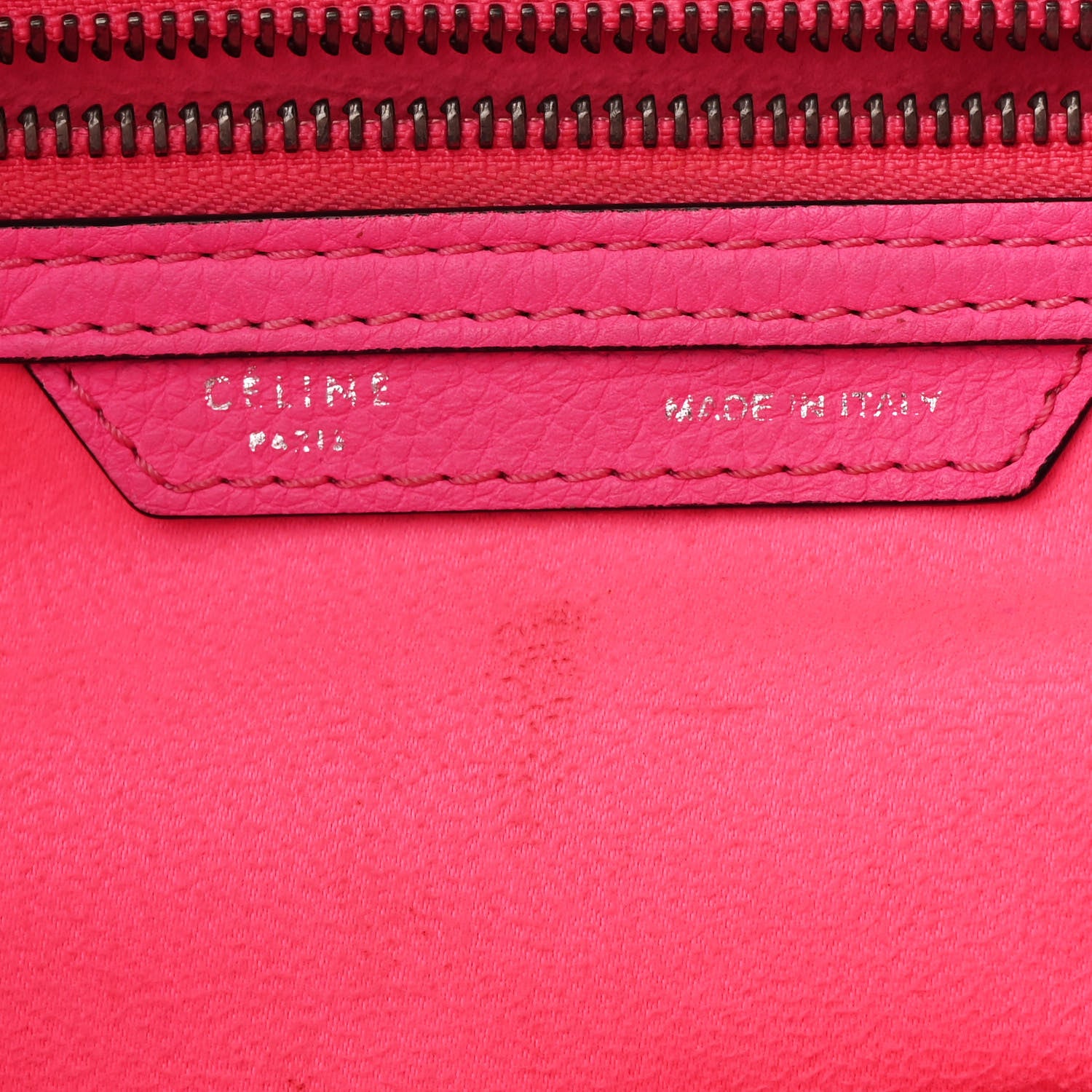 Celine Drummed Calfskin Mini Luggage Fluo Pink 7 of 13