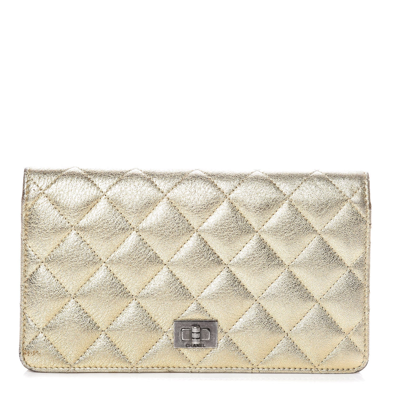 Chanel Metallic Calfskin Quilted Reissue Yen Wallet Gold 1 of 15