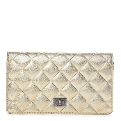 Chanel Metallic Calfskin Quilted Reissue Yen Wallet Gold 1 of 15