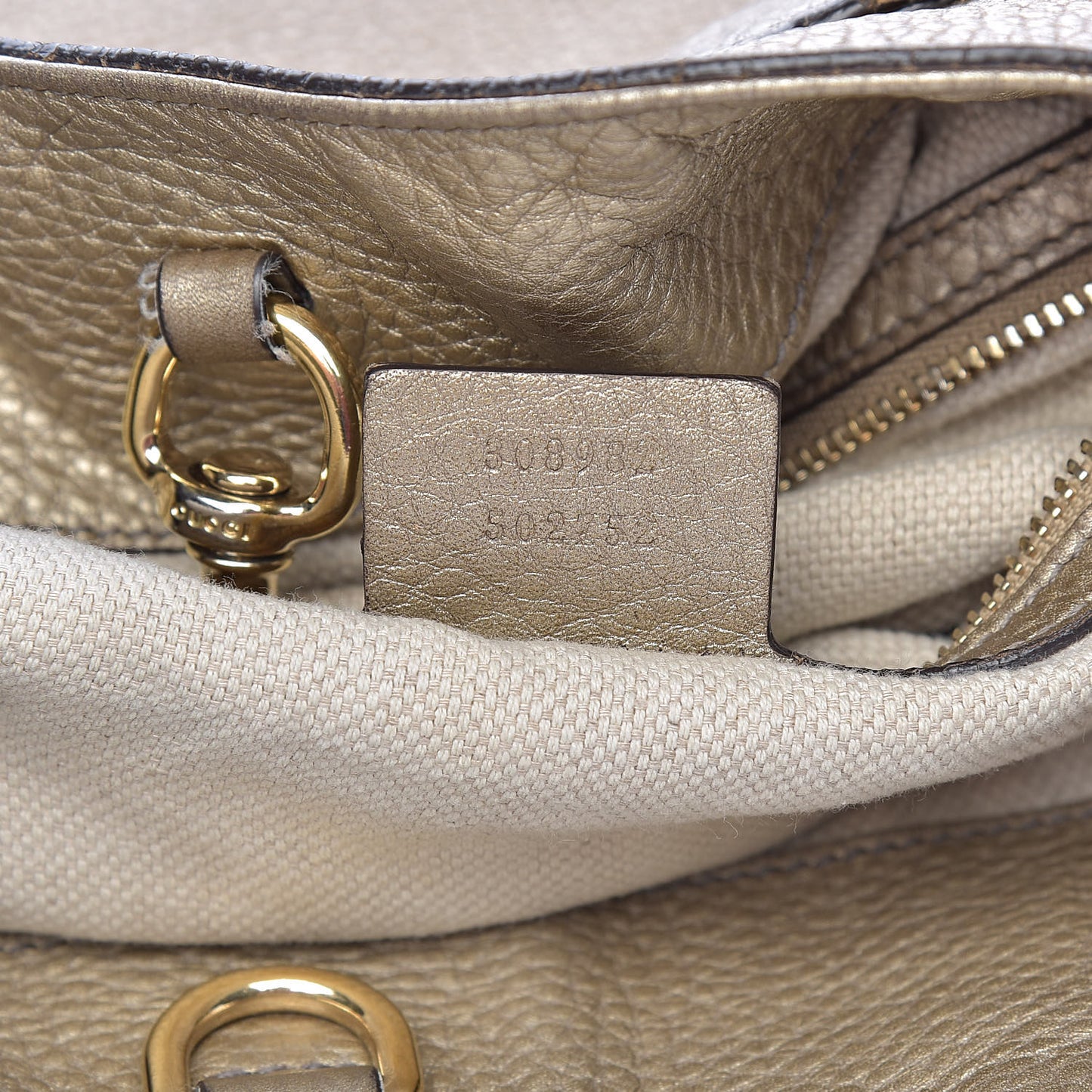 Metallic Pebbled Calfskin Medium Soho Chain Shoulder Bag Golden Beige