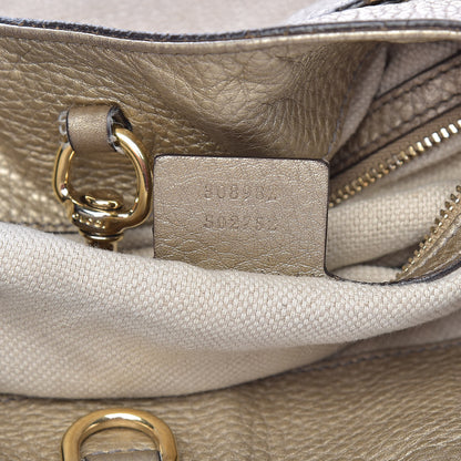 Gucci Metallic Pebbled Calfskin Medium Soho Chain Shoulder Bag Golden Beige 7 of 13