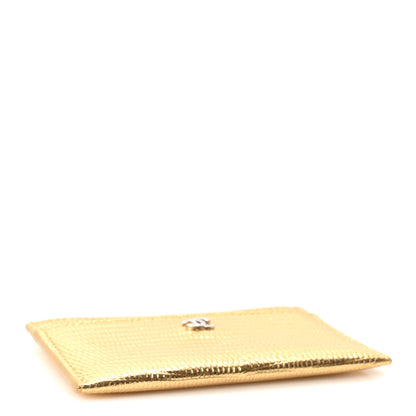 Chanel Metallic Calfskin Lizard Embossed Card Holder Gold 4 of 11