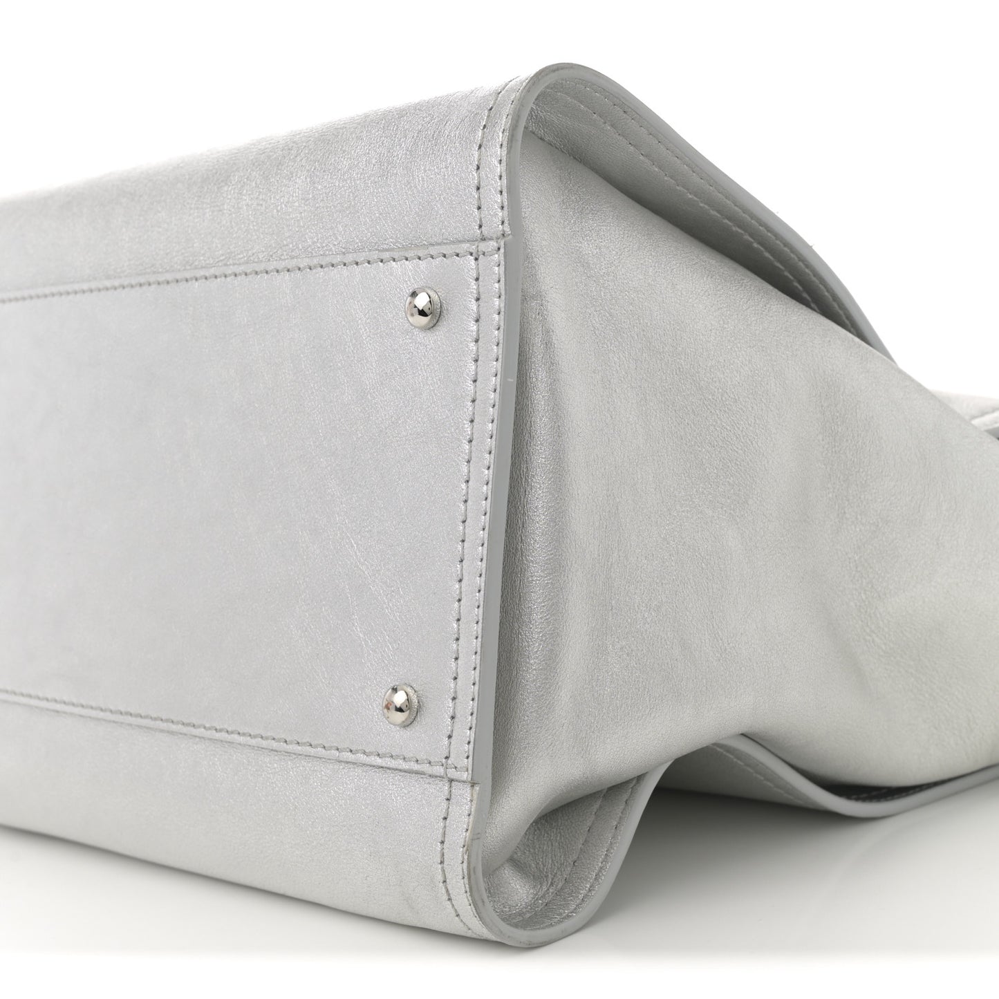Metallic Calfskin Medium Deauville Tote Silver