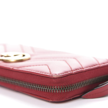 Gucci Calfskin Matelasse GG Marmont Zip Around Wallet Hibiscus Red 11 of 12