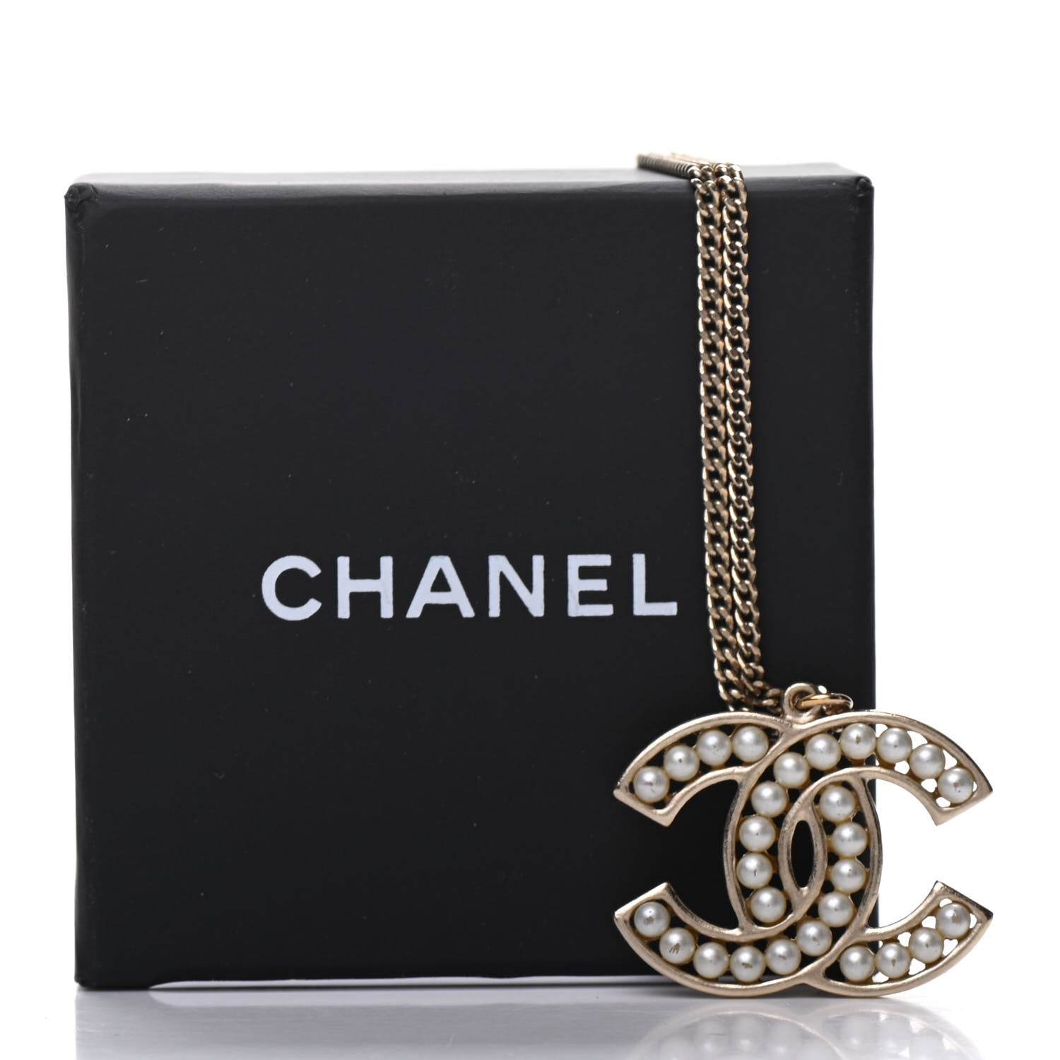 Chanel Pearl CC Pendant Necklace Gold 6 of 6
