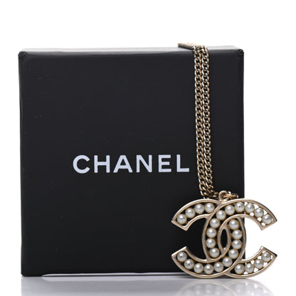 Chanel Pearl CC Pendant Necklace Gold 6 of 6