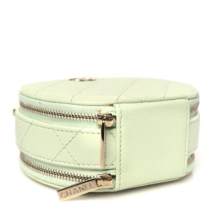 Chanel Caviar Quilted Round Handle With Care Vanity With Chain Light Green 4 of 10