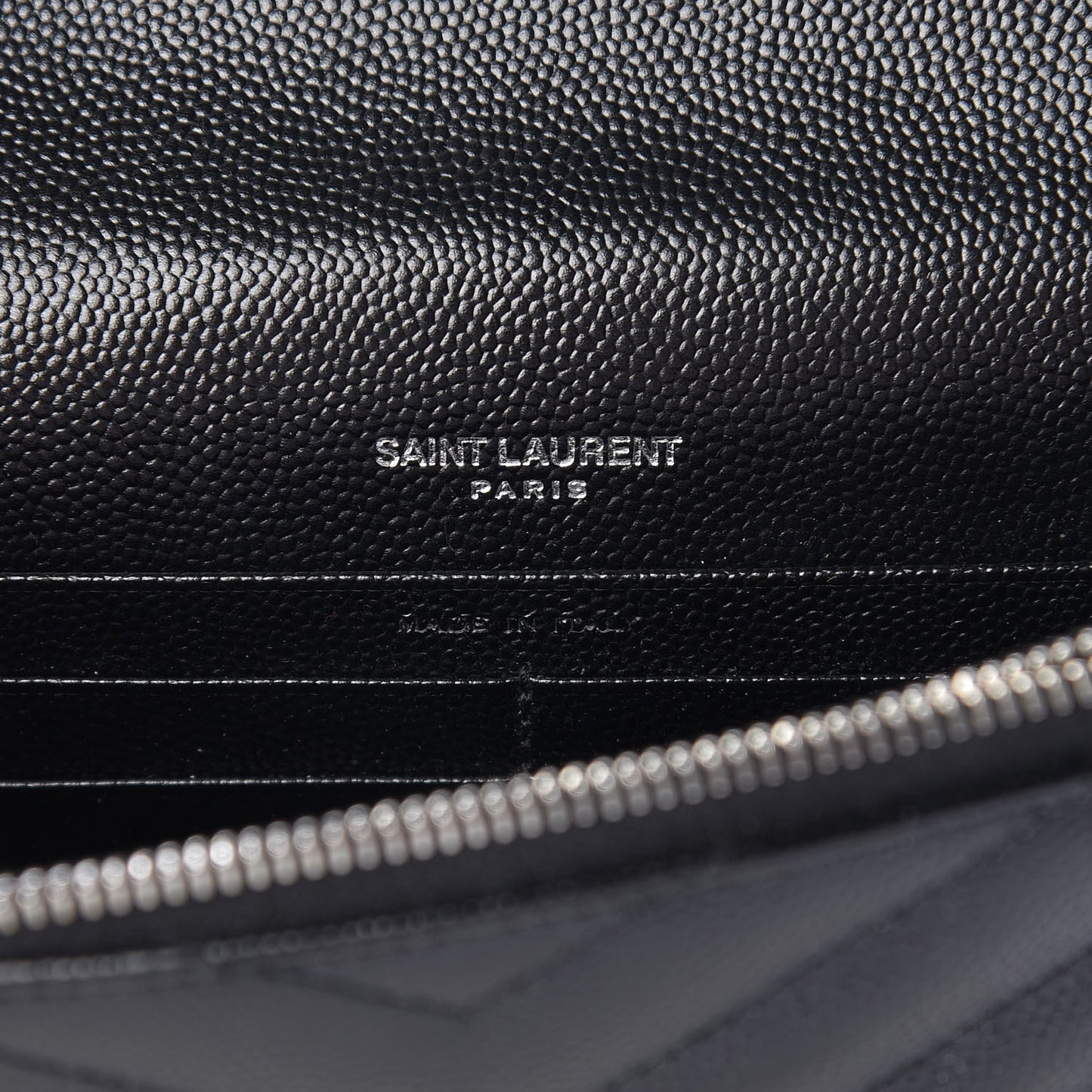 Grain De Poudre Matelasse Chevron Monogram Envelope Chain Wallet Black