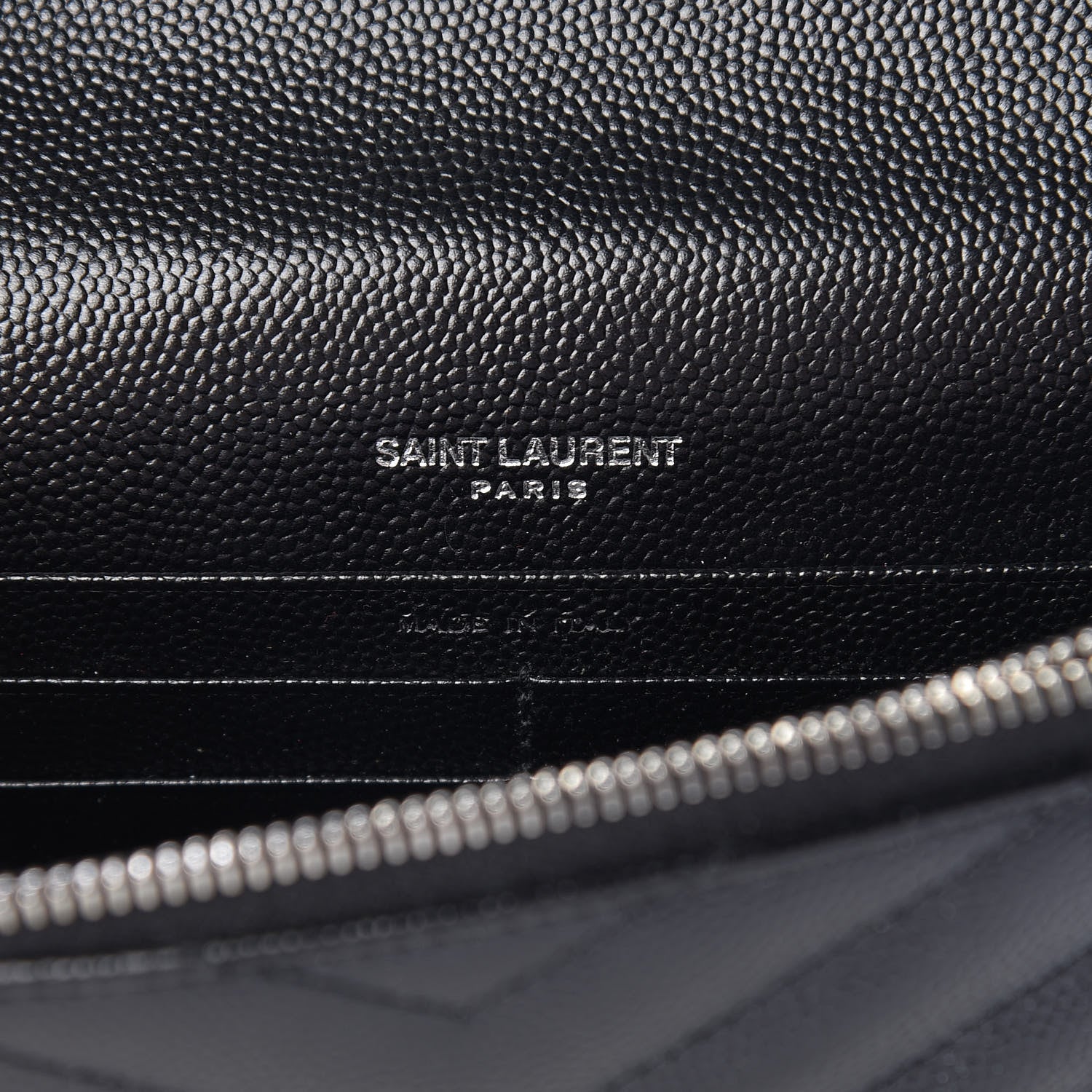 Saint Laurent Grain De Poudre Matelasse Chevron Monogram Envelope Chain Wallet Black 6 of 10