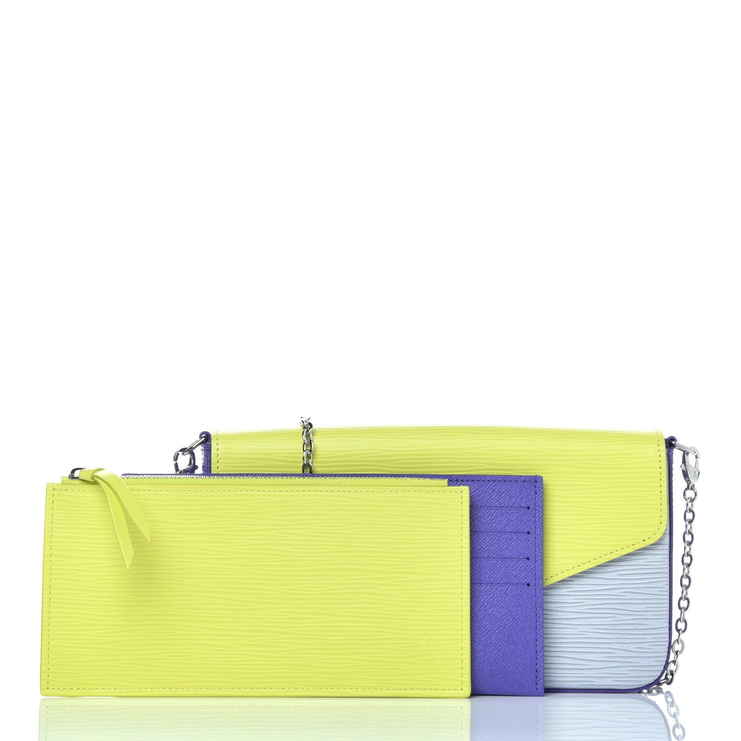 Louis Vuitton Epi Tri-Color Felicie Pochette Acid Yellow Sky 3 of 10