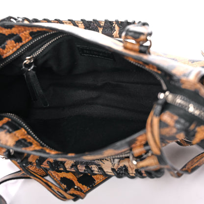 Balenciaga Smooth Calfskin Leopard Print Classic Silver Hardware Mini City Beige 5 of 9