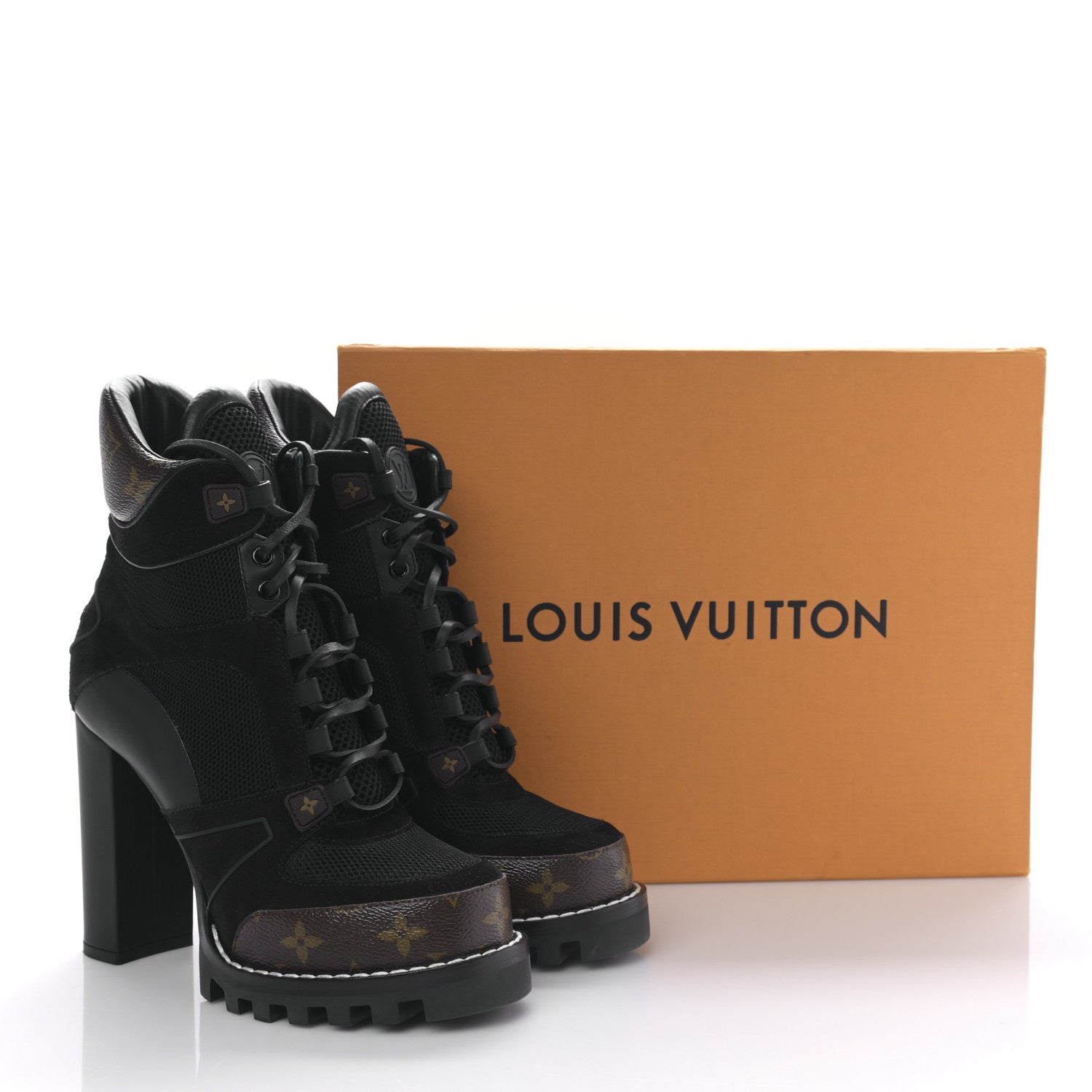 Louis Vuitton Suede Calfskin Monogram Star Trail Ankle Boots 39 Black 8 of 8