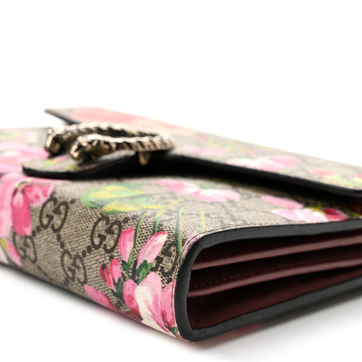 GG Supreme Monogram Blooms Mini Dionysus Chain Wallet Beige Multicolor Dry Rose