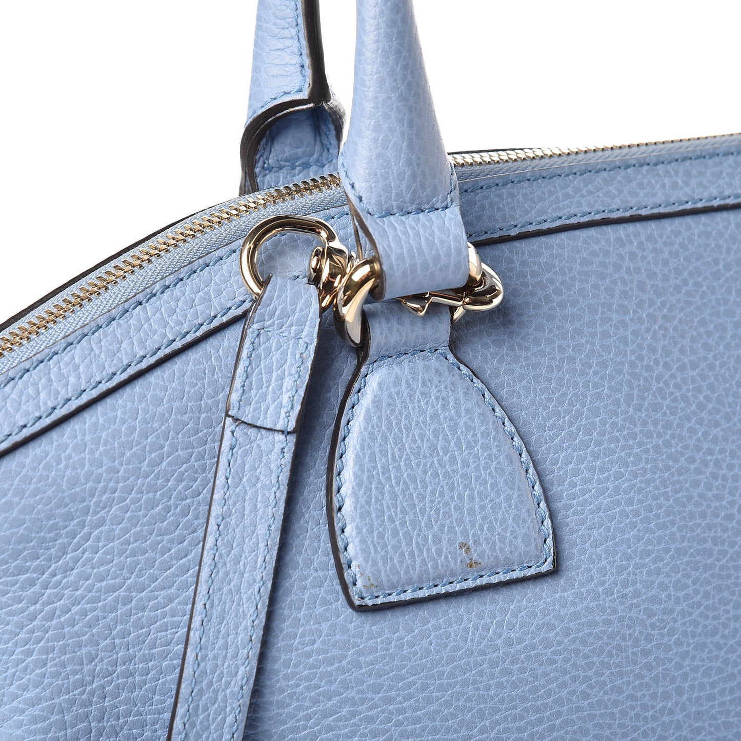 Dollar Calfskin GG Charm Dome Satchel Mineral Blue