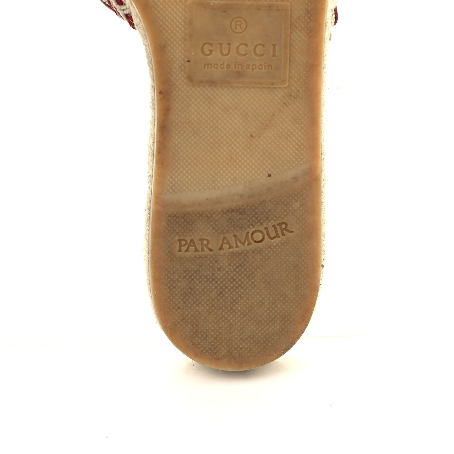 Gucci Monogram Matelasse GG Marmont Espadrille 20mm Slide Sandals 37.5 Beige Ebony New Cherry Red 9 of 14