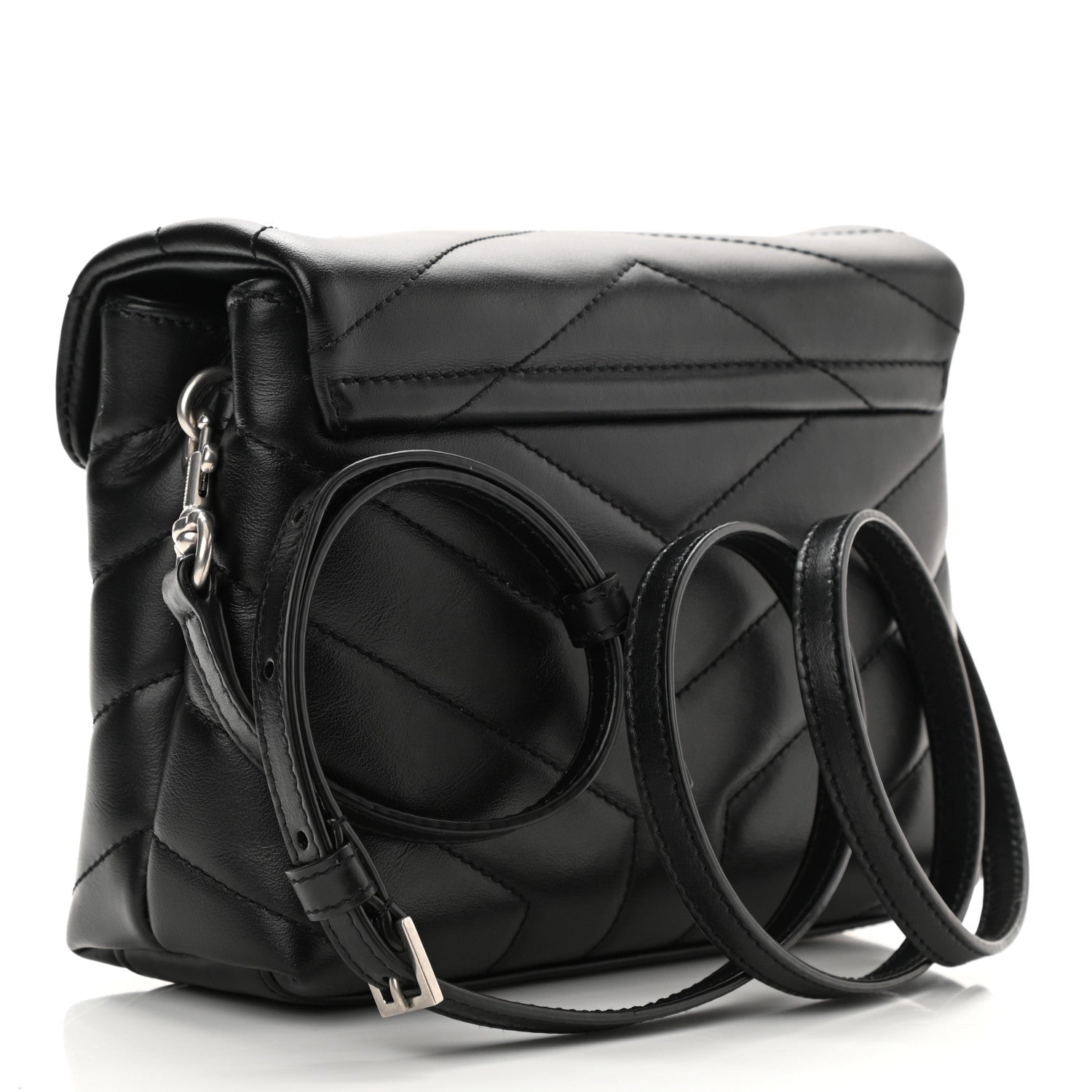 Saint Laurent Calfskin Y Quilted Monogram Toy Loulou Crossbody Bag Black 3 of 9