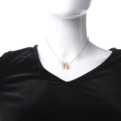 Hermes Rose Gold Lacquered Cage d'H Necklace Marron Glace 2 of 6