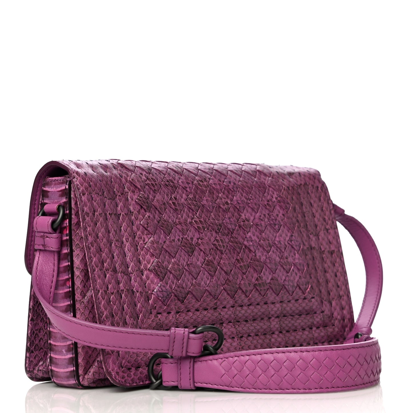 Python Nappa Intrecciato Rialto Shoulder Bag Purple