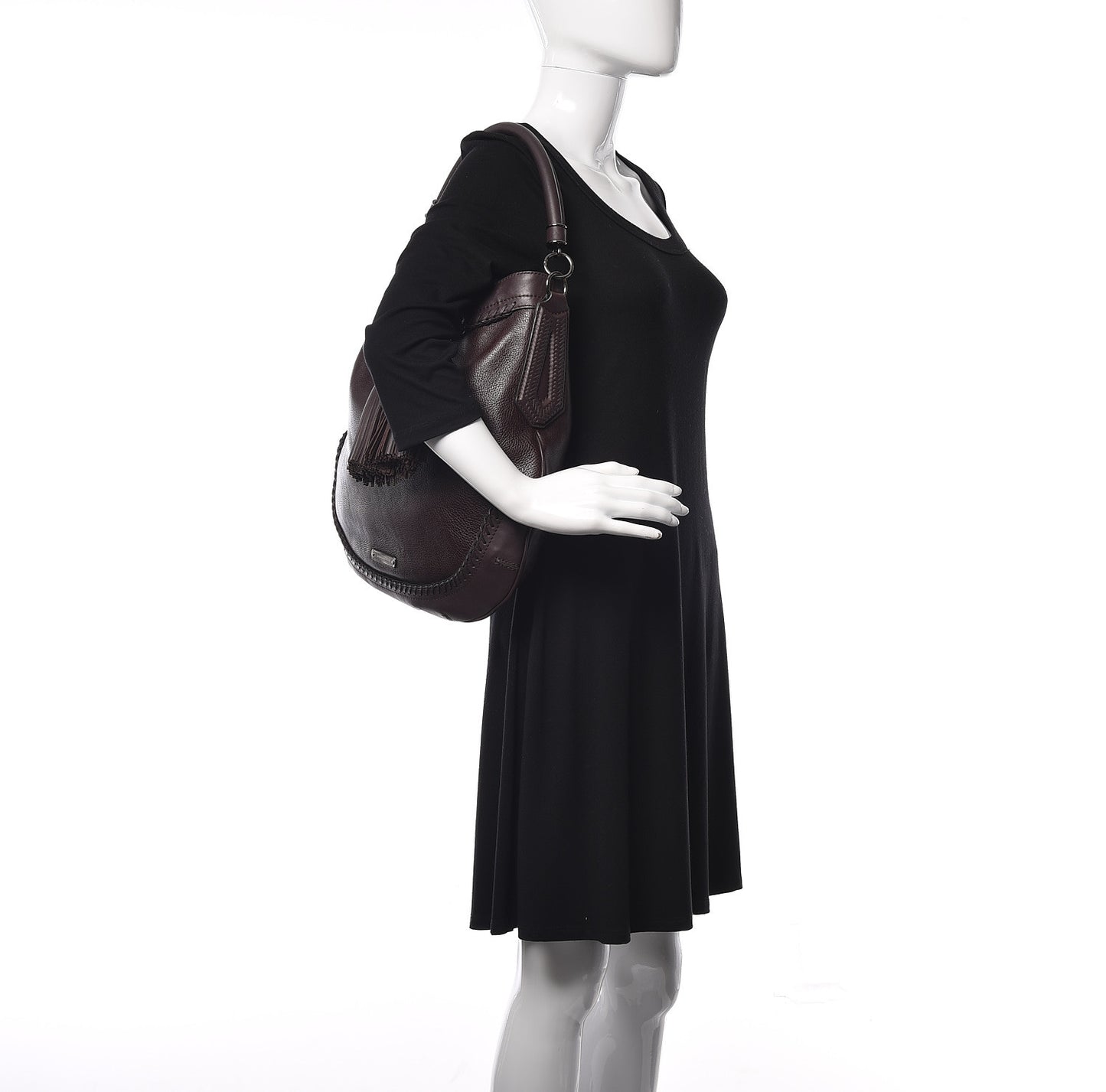 Grainy Calfskin Small Parade Tassel Hobo Plum