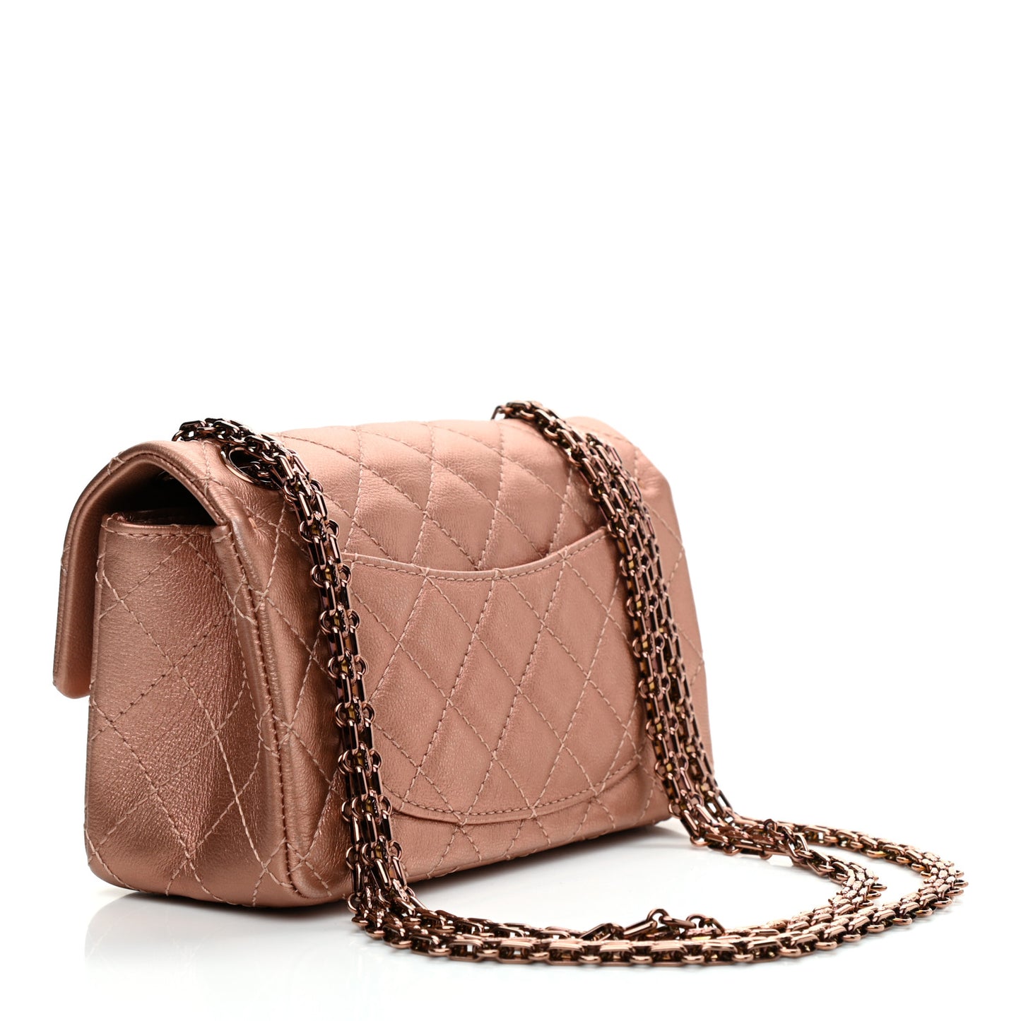 Metallic Grained Calfskin Quilted 2.55 Reissue Mini Flap Copper Pink