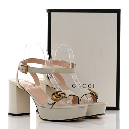 Gucci Calfskin GG Marmont Ankle Wrap 30/85mm Platform Sandals 41 Mystic White 8 of 8