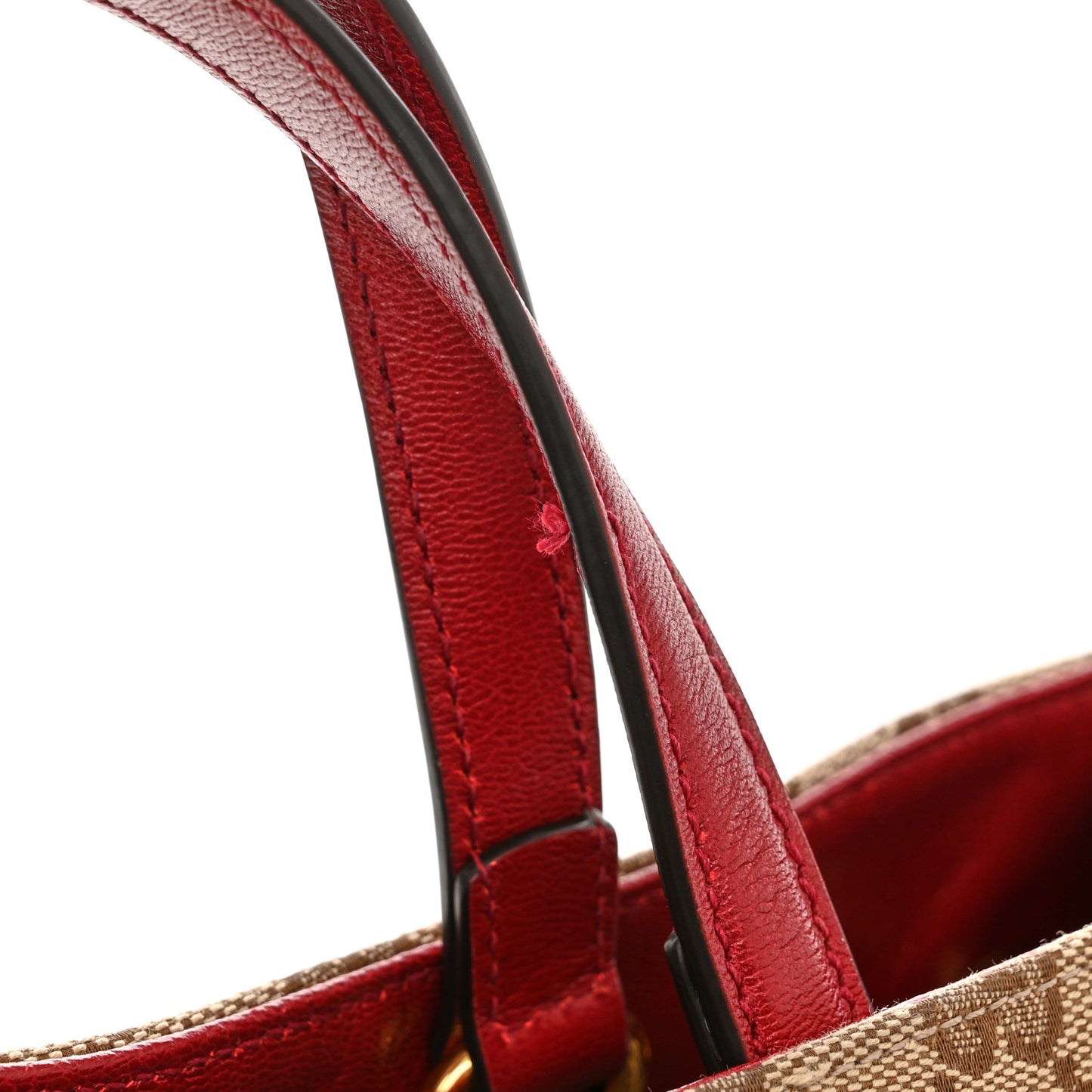 Monogram New Sakai Calfskin Lux Large Horsebit 1955 Tote Bag Beige Ebony New Cherry Red