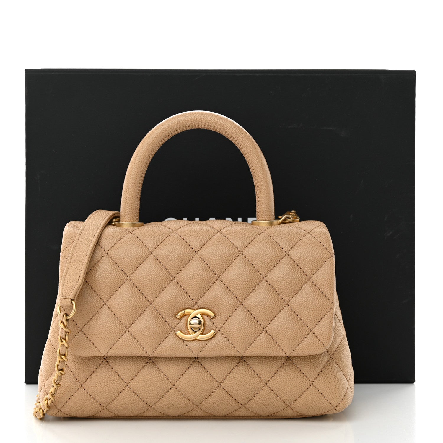 Chanel Caviar Quilted Mini Coco Handle Flap Beige 11 of 11