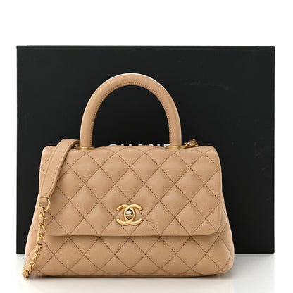 Chanel Caviar Quilted Mini Coco Handle Flap Beige 11 of 11