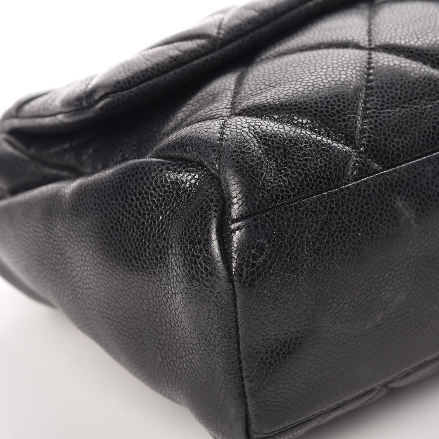 Glazed Caviar Medium Nature Flap Bag Black