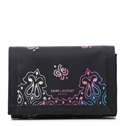 Saint Laurent Nylon Print Bandana Tiny Buffalo Wallet Black 1 of 8