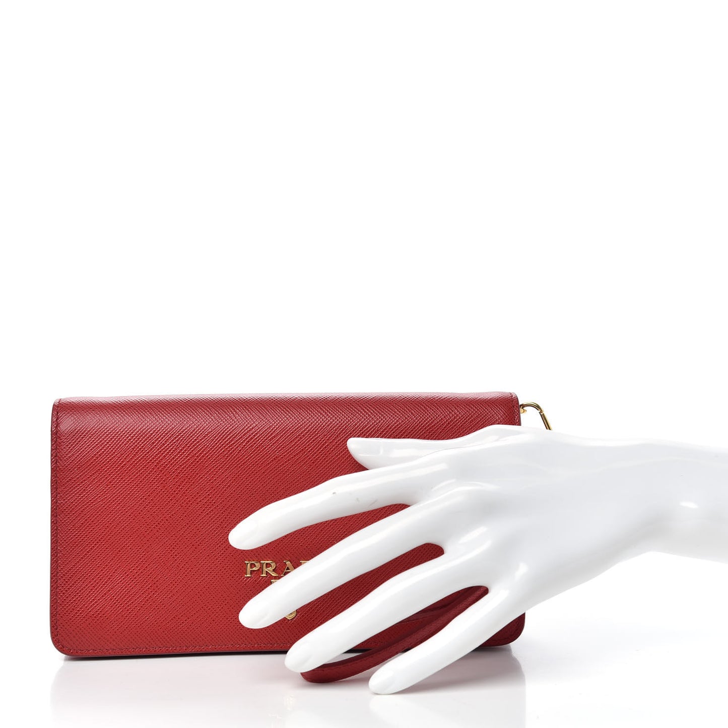 Saffiano Metal Phone Wristlet Crossbody Wallet Fuoco