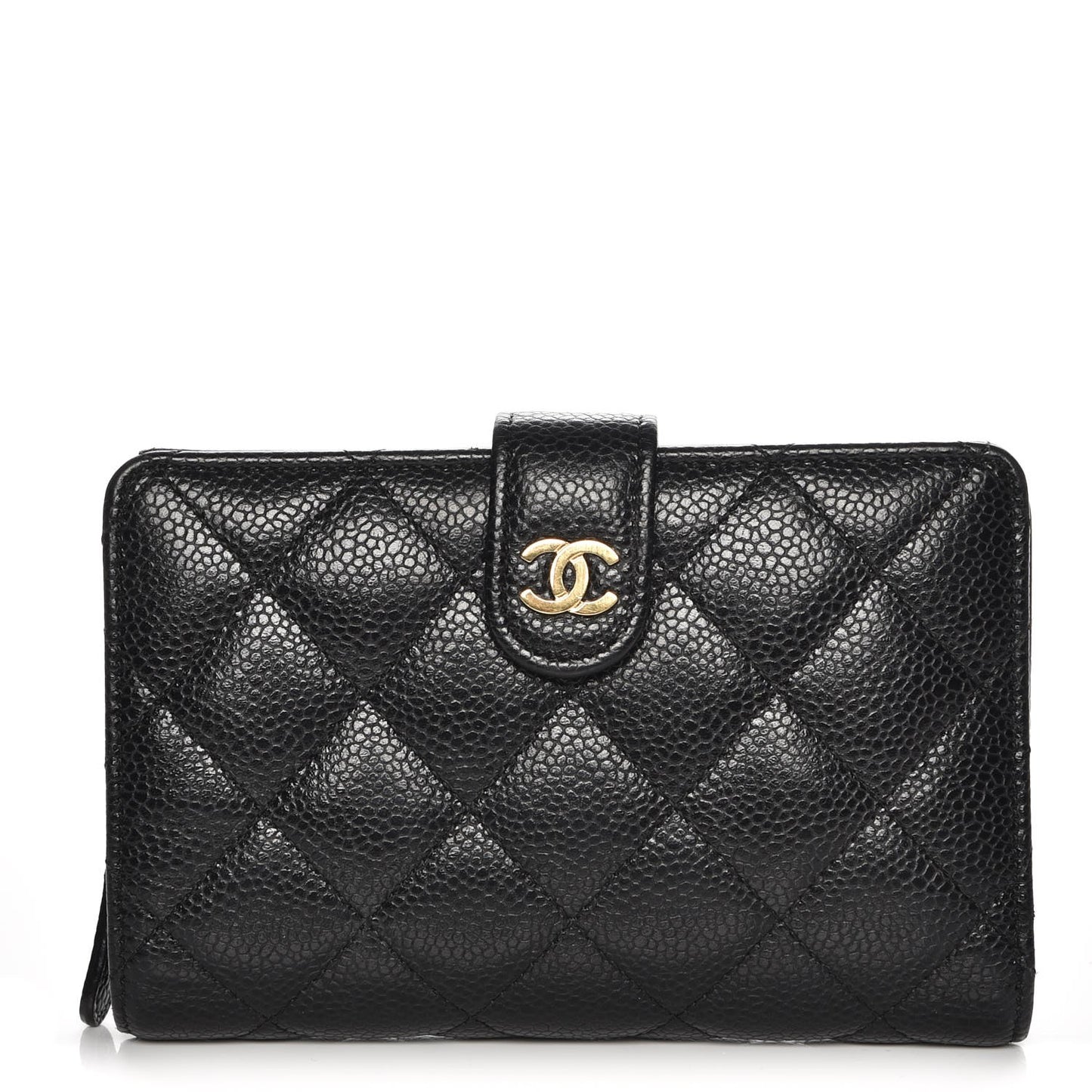 Caviar Quilted Zipped Pocket Wallet Black