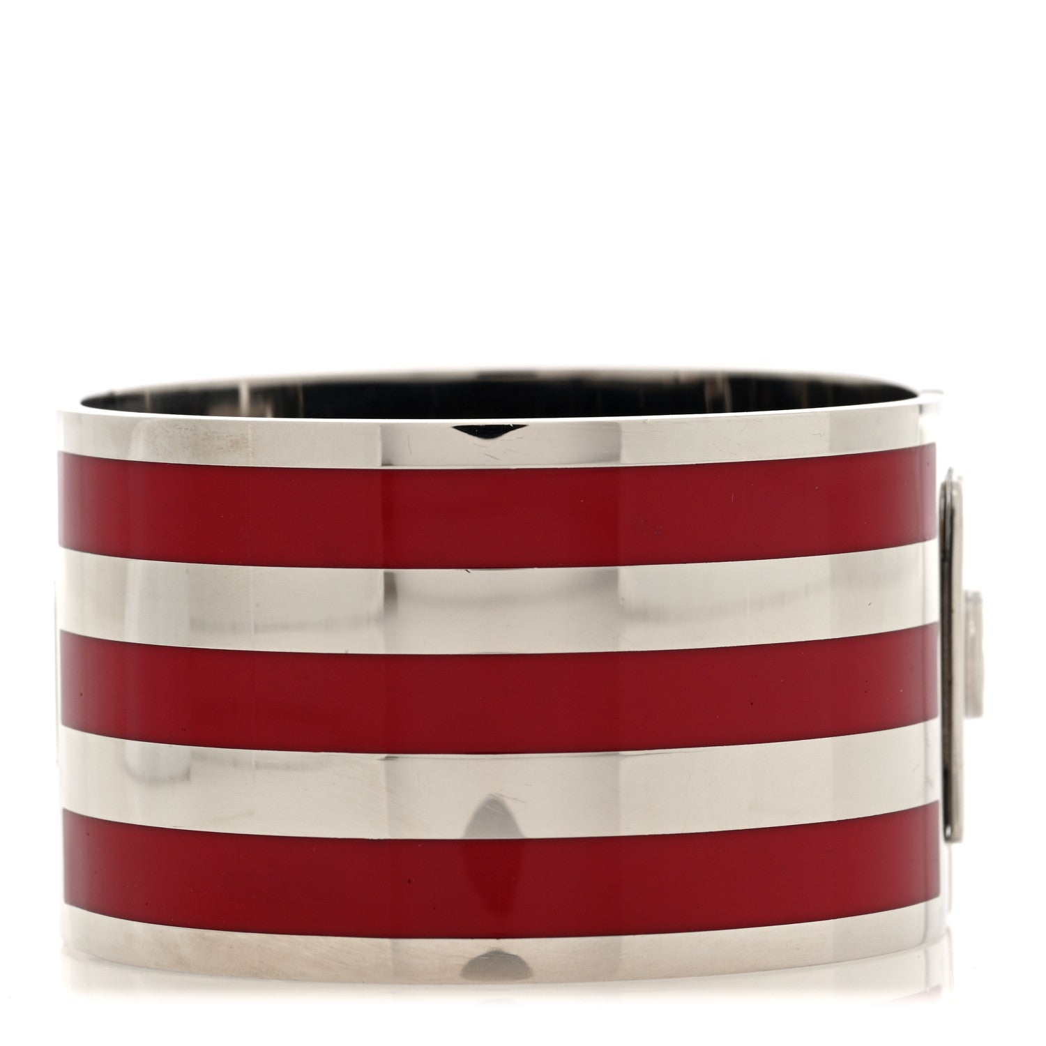 Gucci X ADIDAS Metal Enamel Cuff Bracelet  Silver Red 3 of 4
