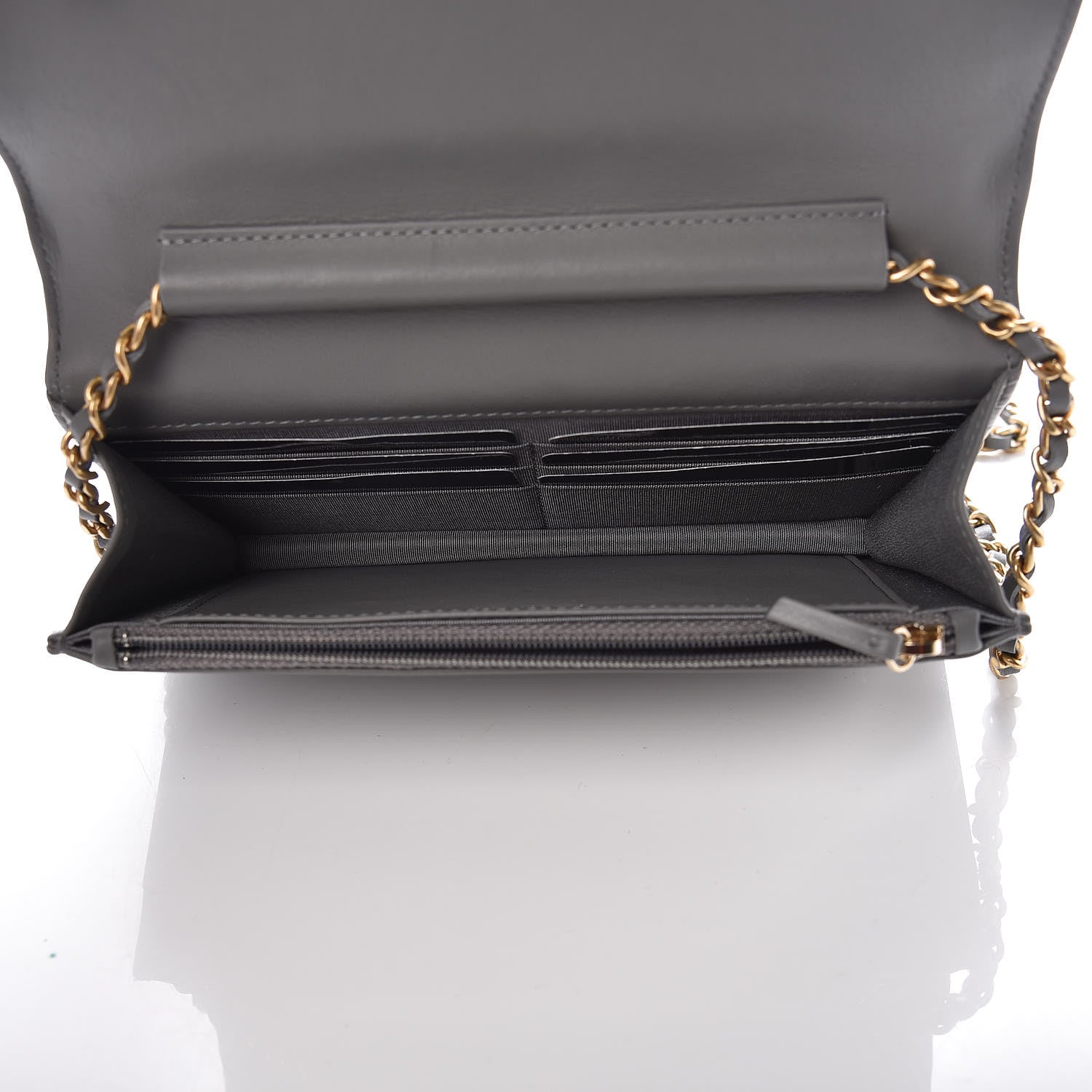 Chanel Lambskin Quilted Boy Wallet On Chain WOC Grey 5 of 11