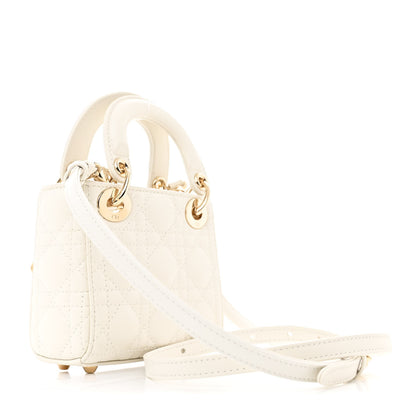 Christian Dior Lambskin Cannage Micro Lady Dior Latte 3 of 11