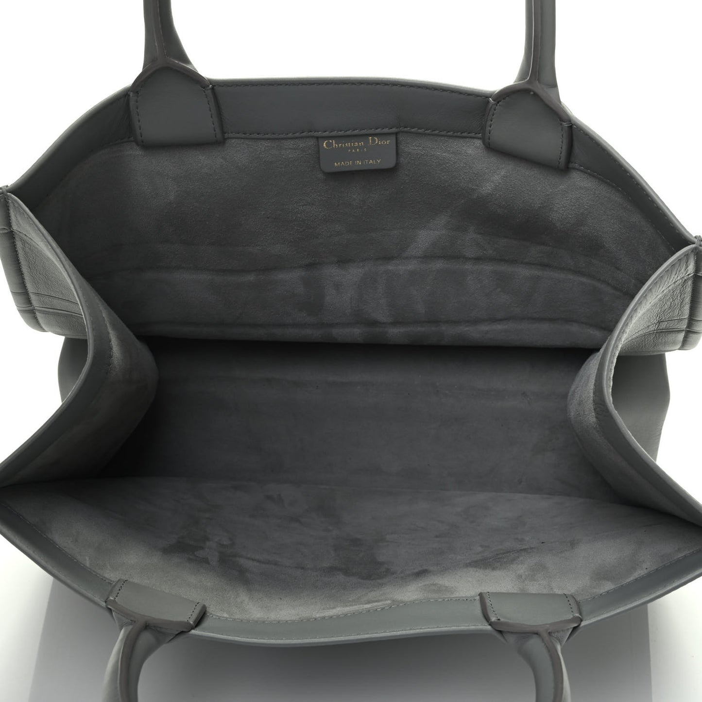Calfskin Embossed Medium Book Tote Grey Stone