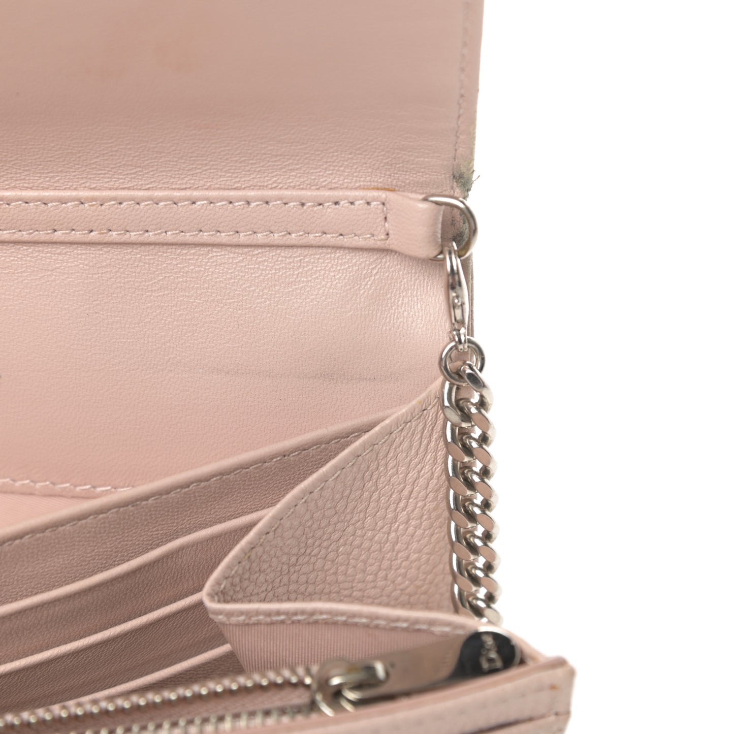 Grained Calfskin Diorama Croisiere Chain Wallet Rose Poudre