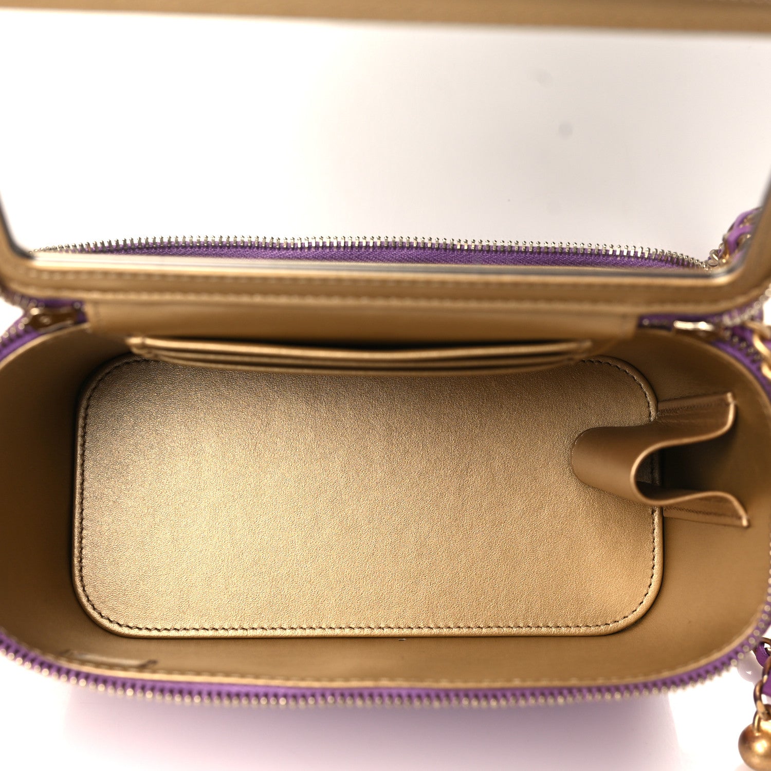 Chanel Lambskin Quilted Pearl Crush Small Vanity Case With Chain Purple 5 of 9