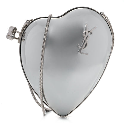 Saint Laurent Mirror Vinyl Heart Monogram Love Box Crossbody Silver 1 of 8