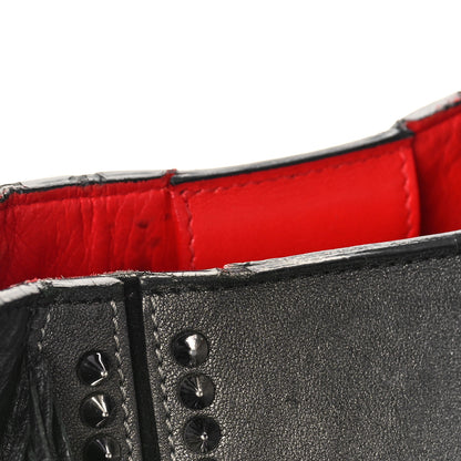 Christian Louboutin Metallic Sheepskin Spikes Fringed Lucky L Hobo Anthracite 10 of 11