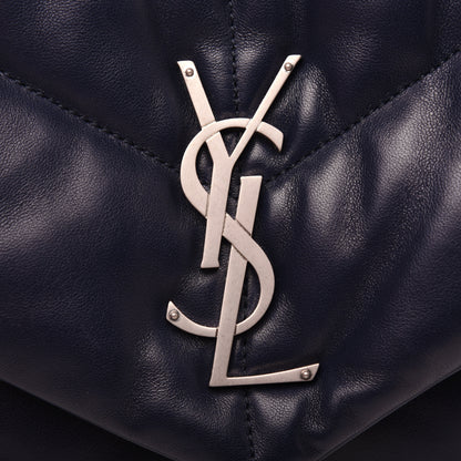 Saint Laurent Lambskin Quilted Small Loulou Puffer Monogram Chain Satchel Navy 20 of 24