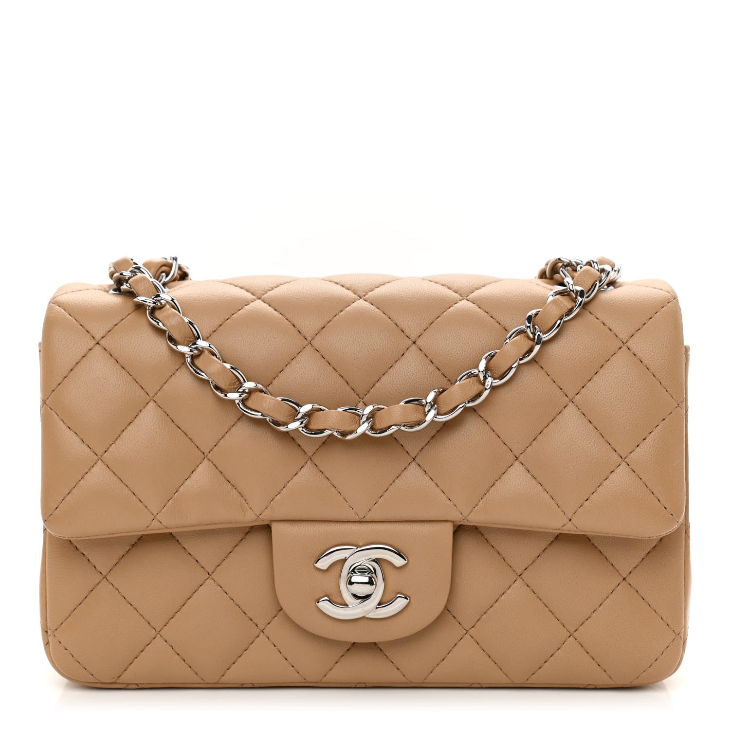 Chanel Lambskin Quilted Mini Rectangular Flap Beige 1 of 10