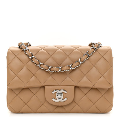 Chanel Lambskin Quilted Mini Rectangular Flap Beige 1 of 10